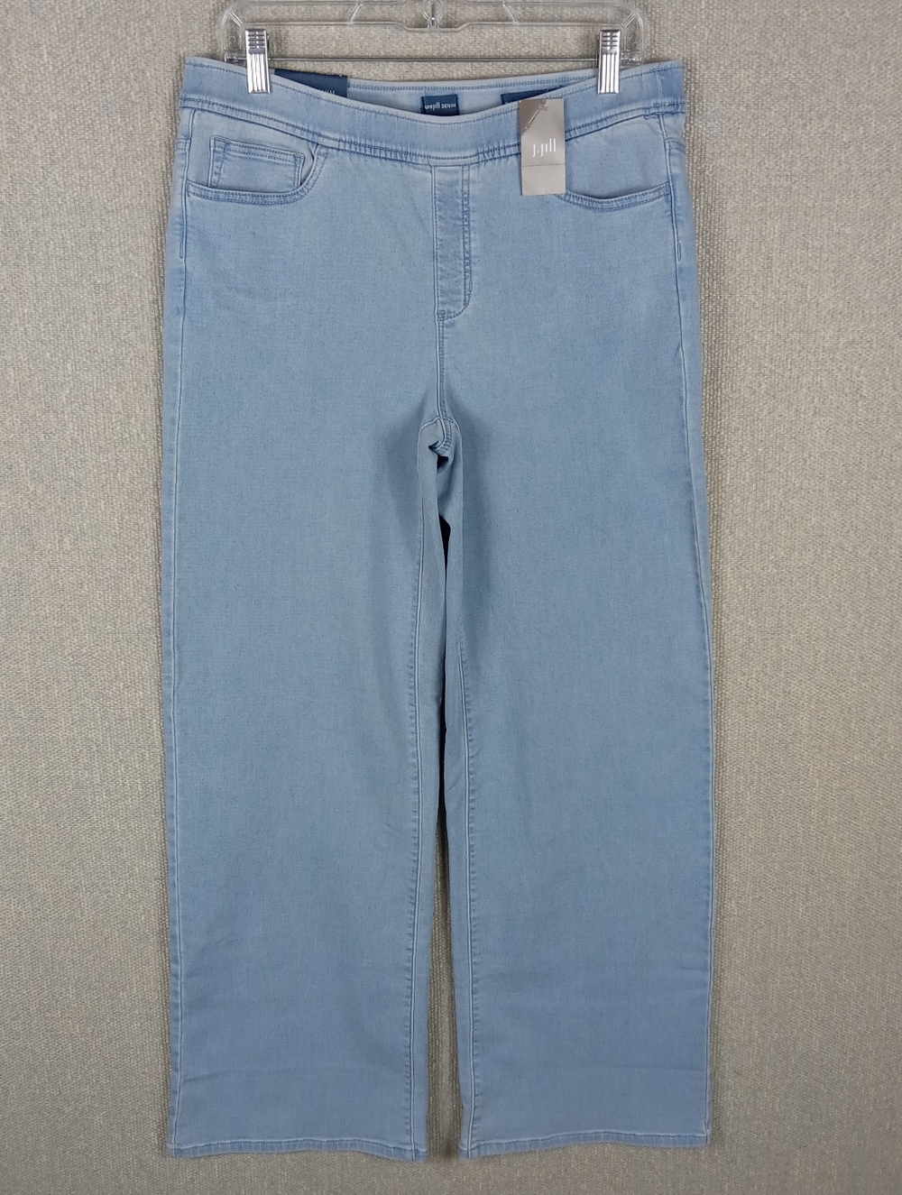 Pure Jill J. Jill Light Wash Wide Leg Knit Denim Pull On Pants Small High Rise
